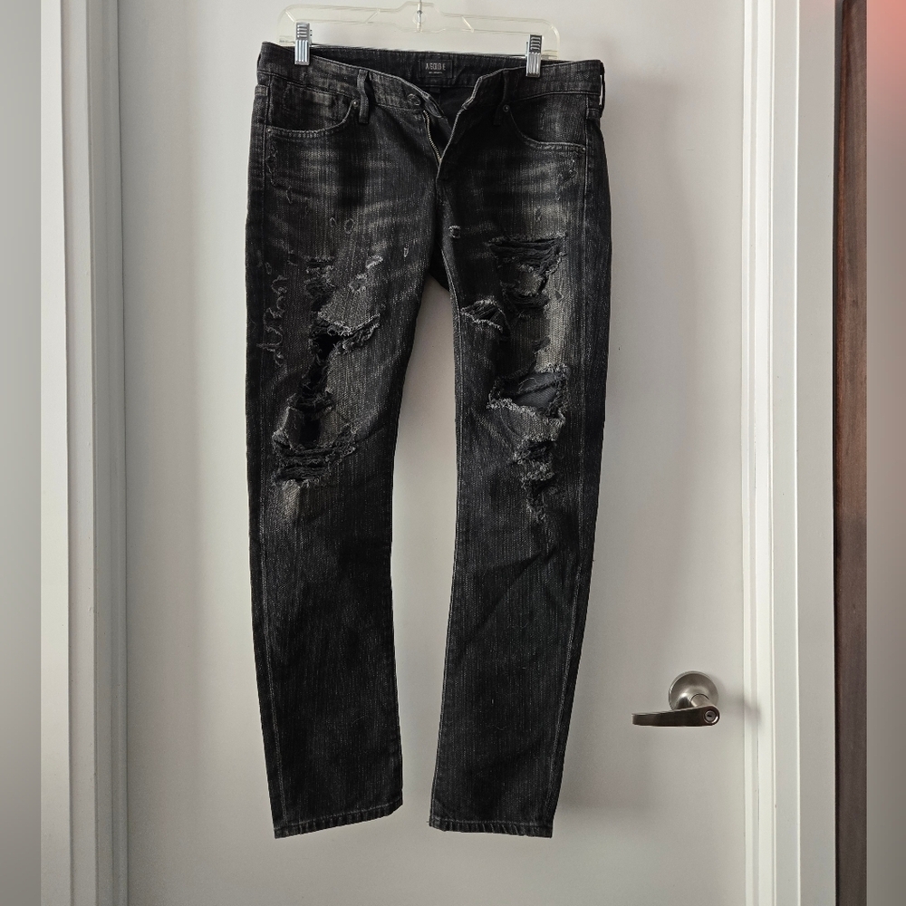 AGOLDE Chloe Distressed Skinny Jeans In Washed Black